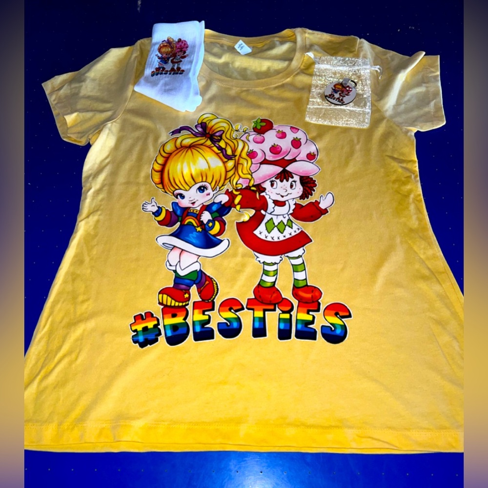 Rainbow Brite strawberry shortcake shirt set